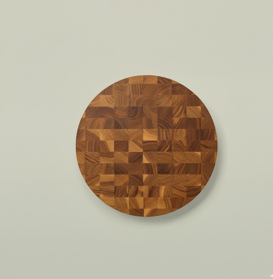 Round Chopping Block, Reversible, End Grain, 2" Thick